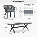 PURPLE LEAF 7/9/11 Pieces Outdoor Dining Set Aluminum Table & Wicker Rattan Chairs Modern Patio Furniture Set for Deck