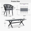 PURPLE LEAF 7/9/11 Pieces Outdoor Dining Set Aluminum Table & Wicker Rattan Chairs Modern Patio Furniture Set for Deck