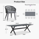 PURPLE LEAF Modern Outdoor Dining Table with 6/8/10 Seats, All-Weather Aluminum Table and Rattan Chairs with Cushions, Champagne