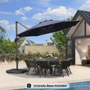 PURPLE LEAF Outdoor Patio Umbrella with Base, Garden Pool Umbrella, Navy Blue