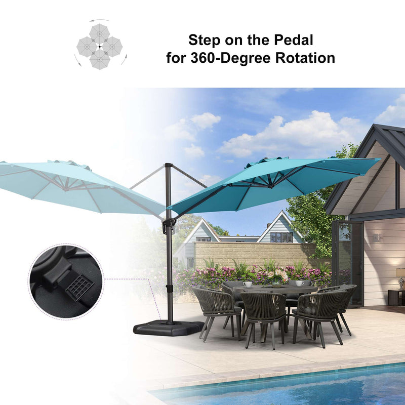 PURPLE LEAF Affordable Outdoor Umbrella with Base, Round Cantilever Umbrella for Garden