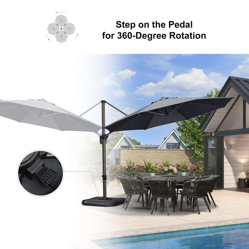 PURPLE LEAF Affordable Outdoor Umbrella with Base, Round Cantilever Umbrella for Garden