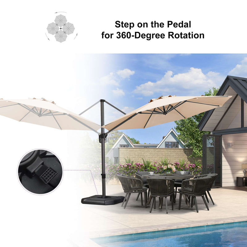 PURPLE LEAF Affordable Outdoor Umbrella with Base, Round Cantilever Umbrella for Garden