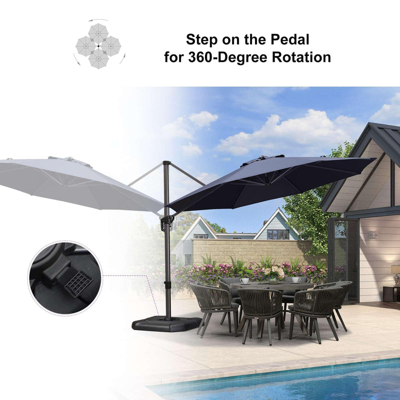 PURPLE LEAF Outdoor Patio Umbrella with Base, Garden Pool Umbrella, Navy Blue