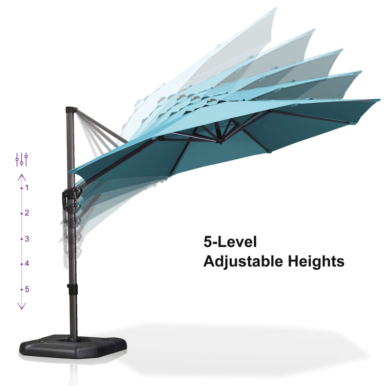 PURPLE LEAF Affordable Outdoor Umbrella with Base, Round Cantilever Umbrella for Garden