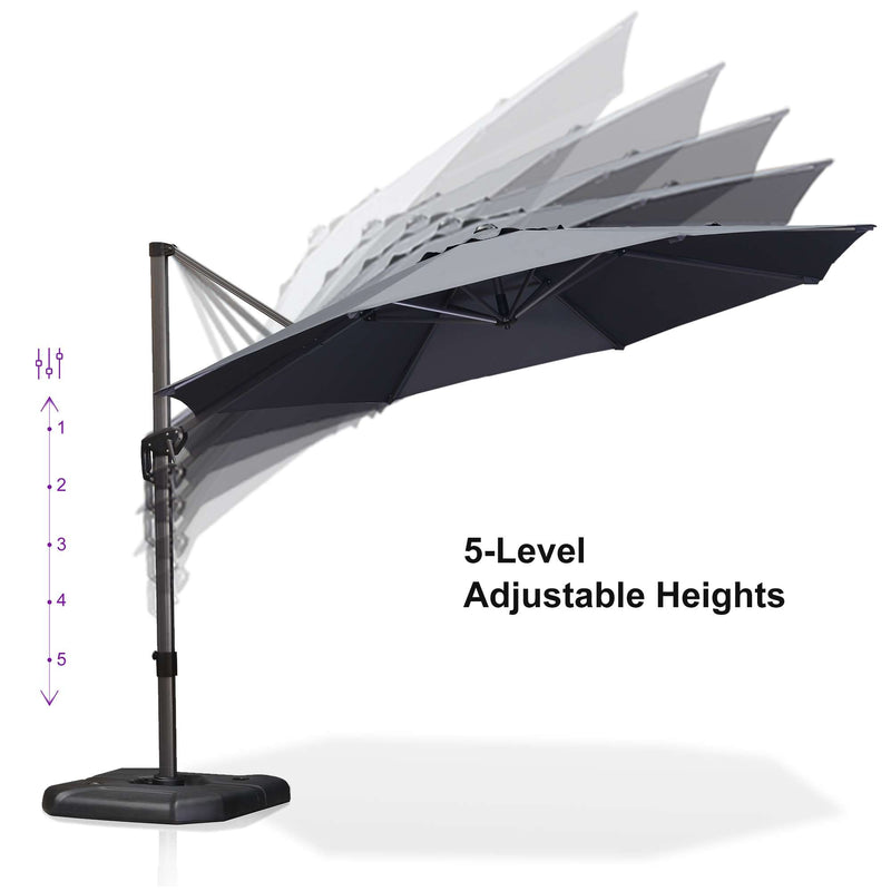 PURPLE LEAF Affordable Outdoor Umbrella with Base, Round Cantilever Umbrella for Garden