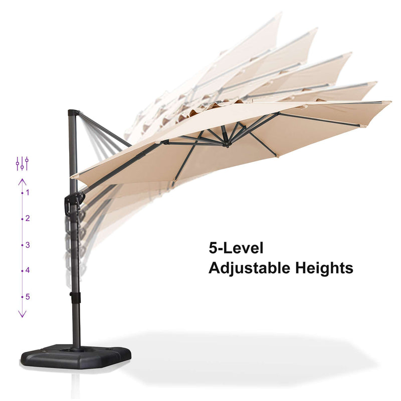 PURPLE LEAF Affordable Outdoor Umbrella with Base, Round Cantilever Umbrella for Garden