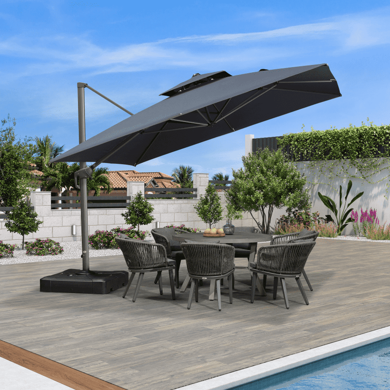 Clearance - PURPLE LEAF OPEN BOX UV50+ Fade Resistant Patio Cantilever Umbrella with Recycled Fabric