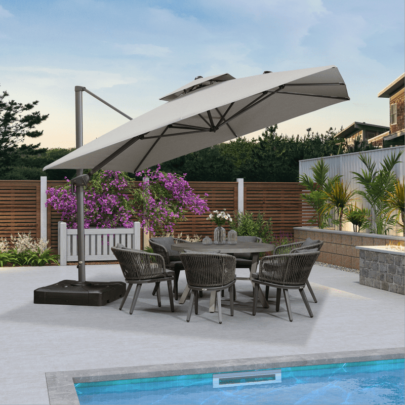 Clearance - PURPLE LEAF OPEN BOX UV50+ Fade Resistant Patio Cantilever Umbrella with Recycled Fabric
