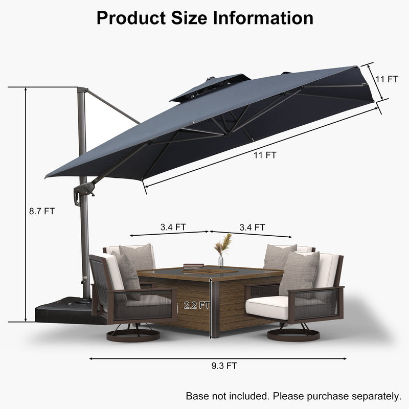 PURPLE LEAF UV50+ Fade Resistant Cantilever Umbrella, Patio Umbrellas with Base