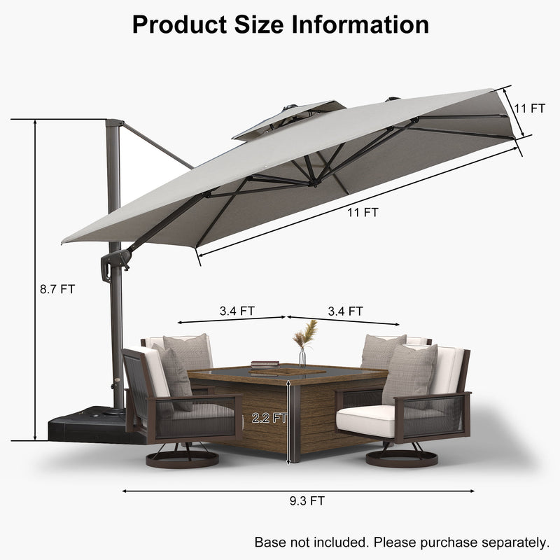 PURPLE LEAF UV50+ Fade Resistant Cantilever Umbrella, Patio Umbrellas with Base