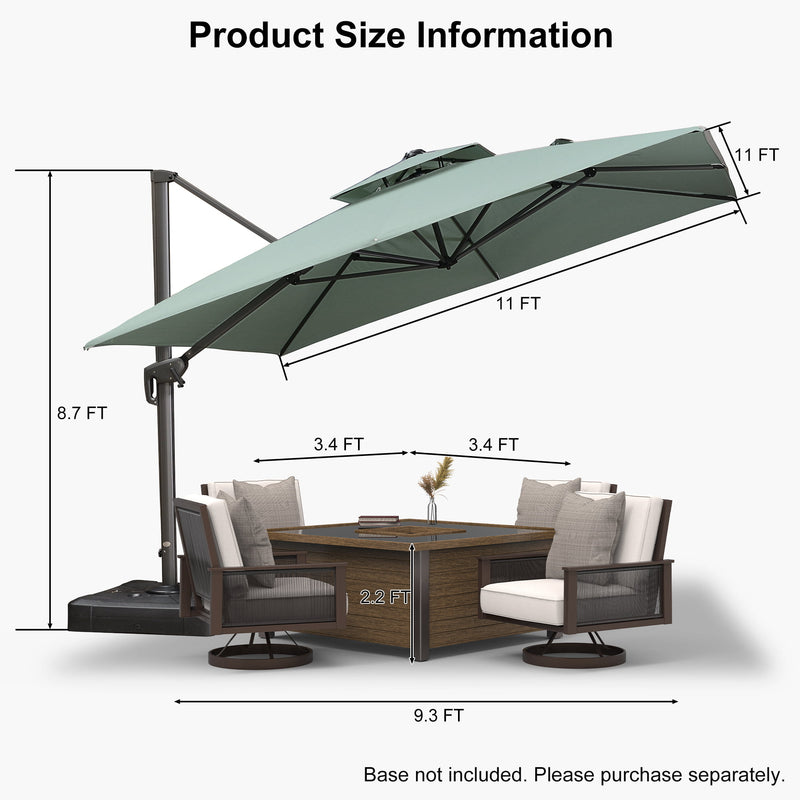 PURPLE LEAF UV50+ Fade Resistant Cantilever Umbrella, Patio Umbrellas with Base