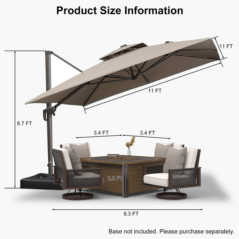 PURPLE LEAF UV50+ Fade Resistant Cantilever Umbrella, Patio Umbrellas with Base