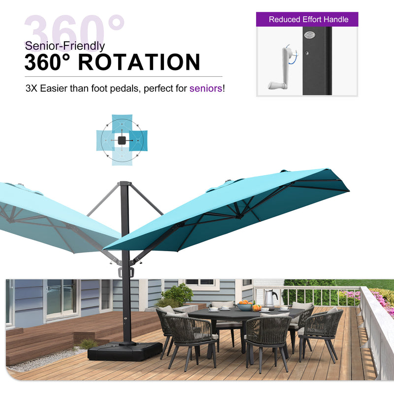 PURPLE LEAF Outdoor Sun Heavy Duty Cantilever Umbrella for Patio, Porch, Beach