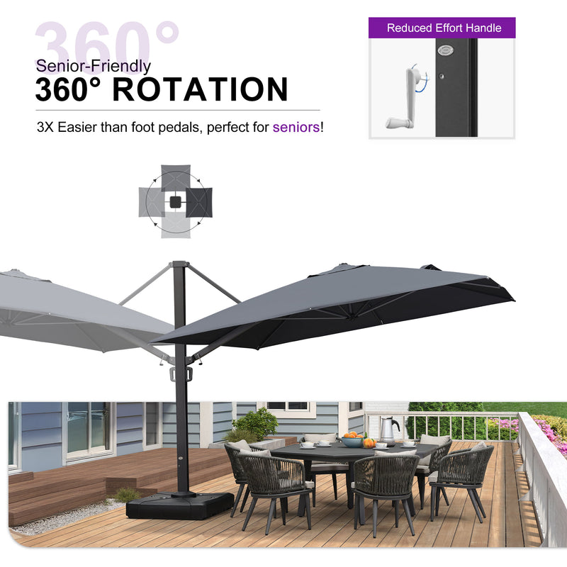 PURPLE LEAF Outdoor Sun Heavy Duty Cantilever Umbrella for Patio, Porch, Beach