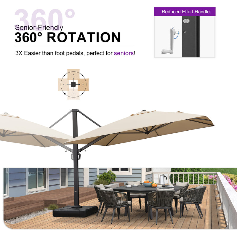 PURPLE LEAF Outdoor Sun Heavy Duty Large Cantilever Umbrella with Base