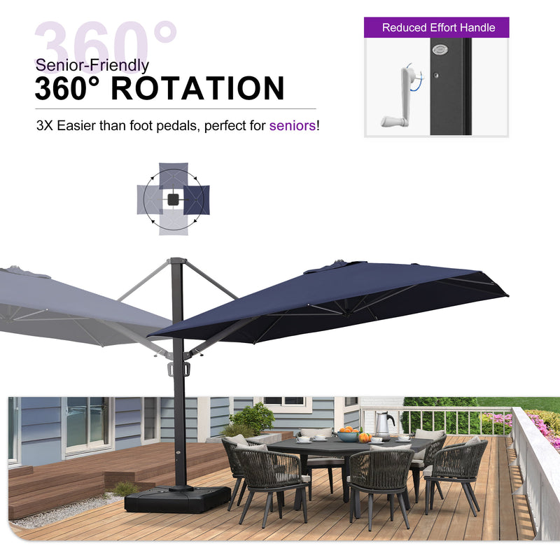 PURPLE LEAF Outdoor Sun Heavy Duty Cantilever Umbrella for Patio, Porch, Beach