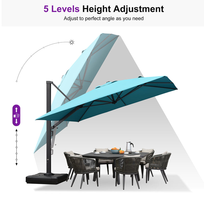 PURPLE LEAF Outdoor Sun Heavy Duty Cantilever Umbrella for Patio, Porch, Beach