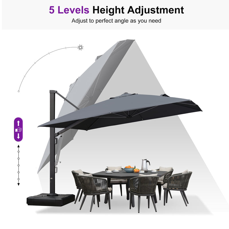 PURPLE LEAF Outdoor Sun Heavy Duty Large Cantilever Umbrella with Base