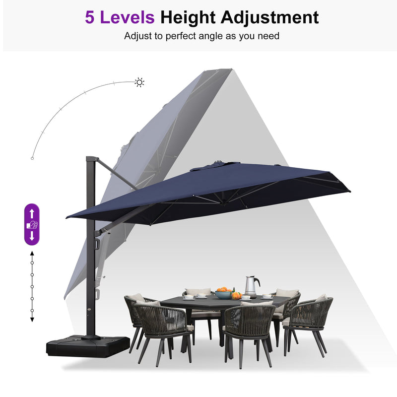 PURPLE LEAF Outdoor Sun Heavy Duty Cantilever Umbrella for Patio, Porch, Beach
