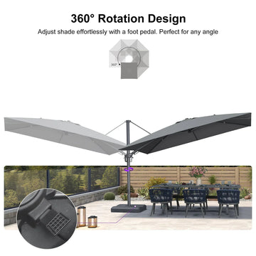 360 degree rotating patio umbrellas 10 X 13 FT Cantilever Umbrella with LED Lights Outdoor Heavy Duty Double Top Windproof Rectangle Offset with 360-degree Rotation for Pool Deck Backyard, Beige : Patio, Lawn & Garden and high Kingdura 11' X 11' Cantilever