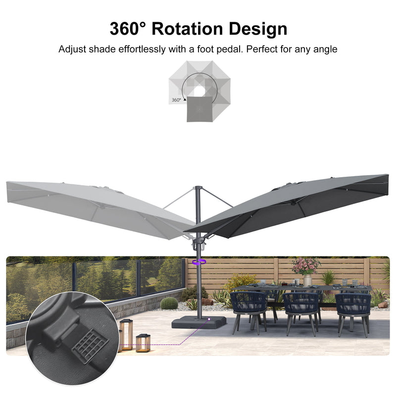 PURPLE LEAF UV Resistant Left-right Tilting Patio Umbrella Swivel Outdoor Umbrella