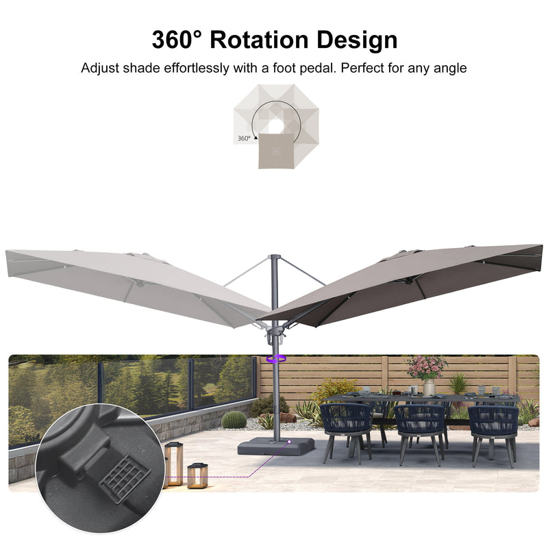 PURPLE LEAF UV Resistant Left-right Tilting Patio Umbrella Swivel Outdoor Umbrella