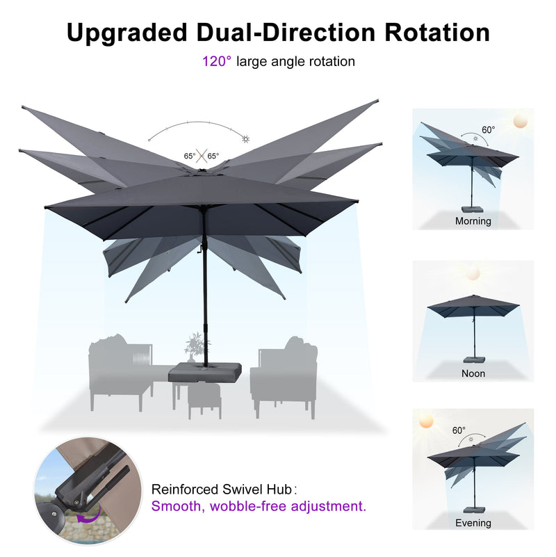 PURPLE LEAF UV Resistant Left-right Tilting Patio Umbrella Swivel Outdoor Umbrella