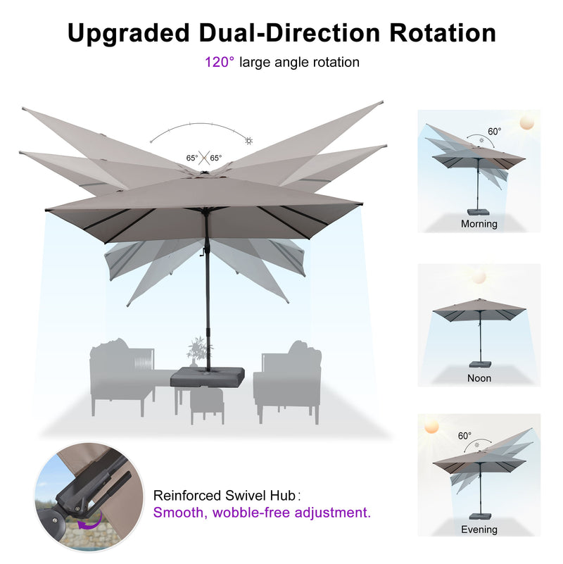 PURPLE LEAF UV Resistant Left-right Tilting Patio Umbrella Swivel Outdoor Umbrella