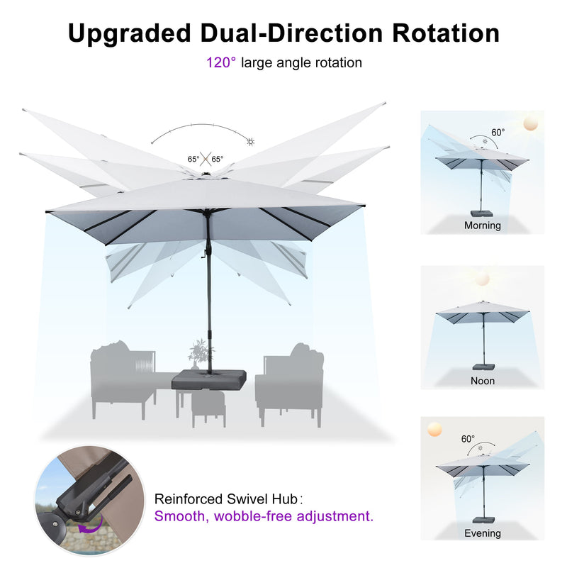PURPLE LEAF UV Resistant Left-right Tilting Patio Umbrella Swivel Outdoor Umbrella