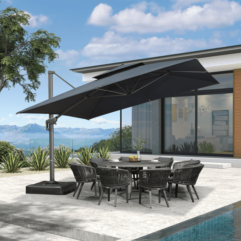 Clearance - PURPLE LEAF OPEN BOX UV50+ Fade Resistant Patio Cantilever Umbrella with Recycled Fabric
