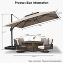 PURPLE LEAF UV50+ Fade Resistant Cantilever Umbrella, Patio Umbrellas with Base