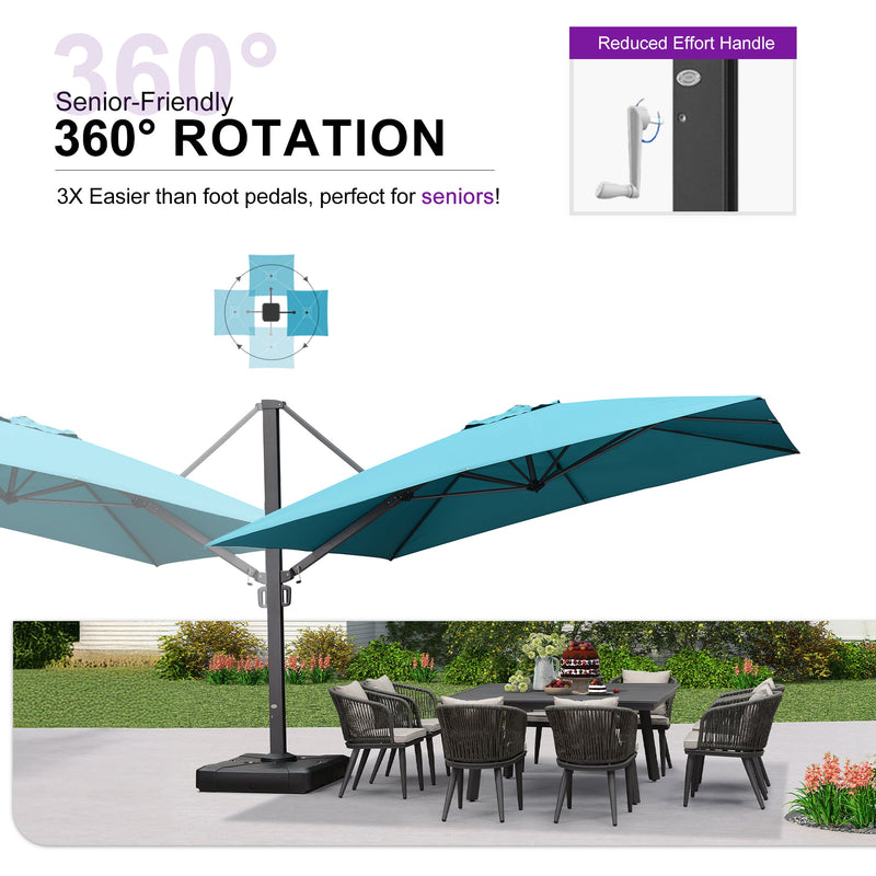 PURPLE LEAF Outdoor Sun Heavy Duty Cantilever Umbrella for Patio, Porch, Beach