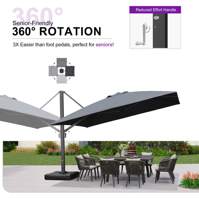 PURPLE LEAF Outdoor Sun Heavy Duty Cantilever Umbrella for Patio, Porch, Beach