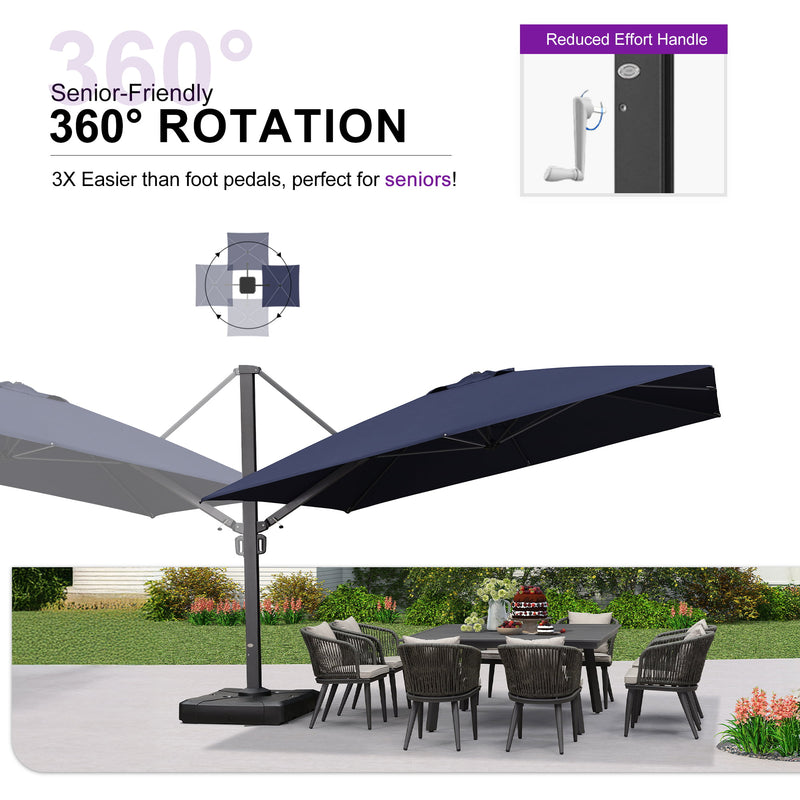 PURPLE LEAF Outdoor Sun Heavy Duty Cantilever Umbrella for Patio, Porch, Beach
