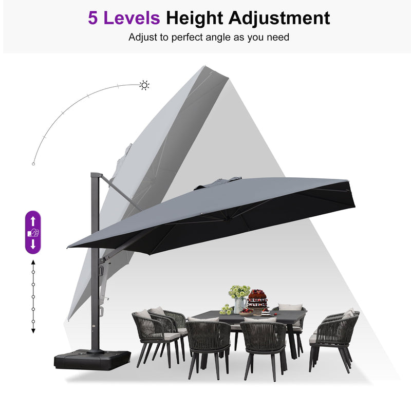 PURPLE LEAF Outdoor Sun Heavy Duty Cantilever Umbrella for Patio, Porch, Beach