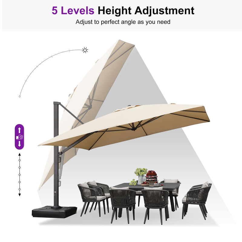 PURPLE LEAF Outdoor Sun Heavy Duty Cantilever Umbrella for Patio, Porch, Beach