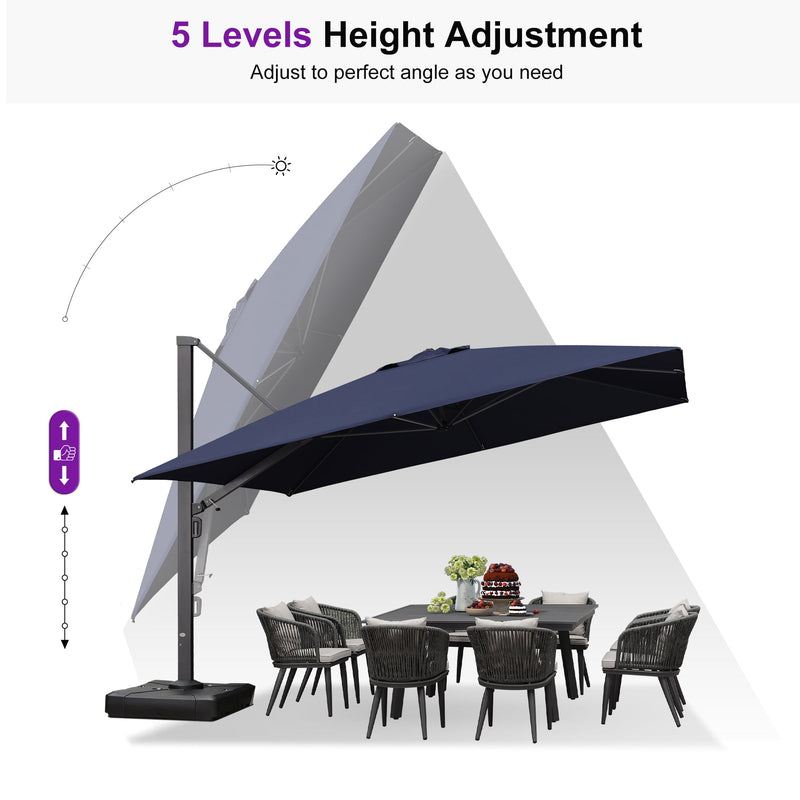 PURPLE LEAF Outdoor Sun Heavy Duty Cantilever Umbrella for Patio, Porch, Beach