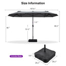Clearance - PURPLE LEAF OPEN BOX Table Umbrella Double-Sided Market Umbrella with Base