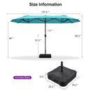 Clearance - PURPLE LEAF OPEN BOX Table Umbrella Double-Sided Market Umbrella with Base