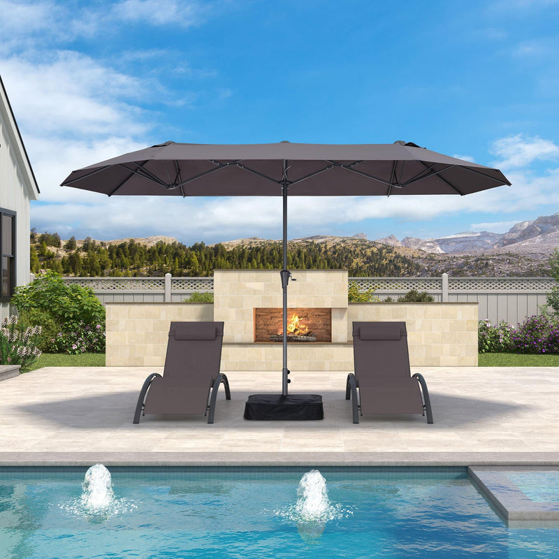 PURPLE LEAF Double-Sided Outdoor Market Table Umbrella with Base for Pool