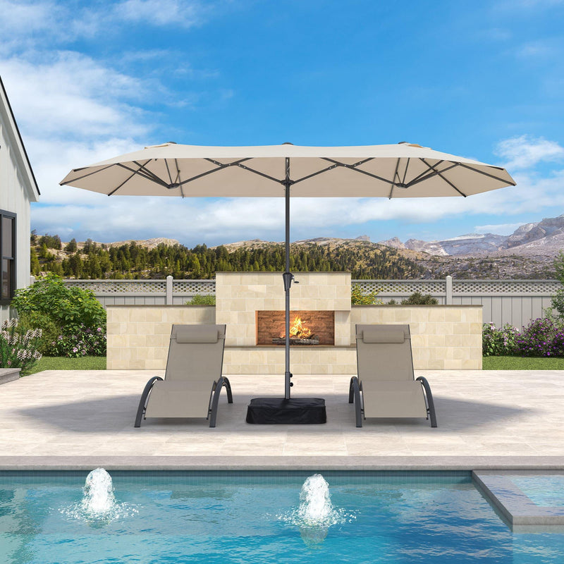PURPLE LEAF Double-Sided Outdoor Market Table Umbrella with Base for Pool
