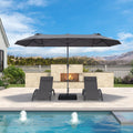 PURPLE LEAF 13'X7' double-sided patio market light gray large rectangular advanced chain lock pin umbrellas with a sturdy 1.9" powder-coated pole and 12 ribs for stability and free base stand tall beside the pool and sets, providing ample shade.
