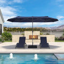 PURPLE LEAF Double-Sided Market Umbrella Large Rectangular Patio Umbrellas with Base