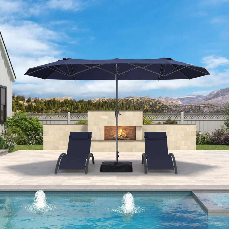 PURPLE LEAF Double-Sided Outdoor Market Table Umbrella with Base for Pool