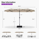 PURPLE LEAF Double-Sided Market Umbrella Large Rectangular Patio Umbrellas with Base