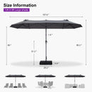 PURPLE LEAF Double-Sided Outdoor Market Table Umbrella with Base for Pool