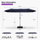 PURPLE LEAF Double-Sided Market Umbrella Large Rectangular Patio Umbrellas with Base