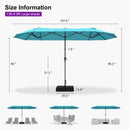 PURPLE LEAF Double-Sided Outdoor Market Table Umbrella with Base for Pool