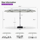 PURPLE LEAF Double-Sided Market Umbrella Large Rectangular Patio Umbrellas with Base